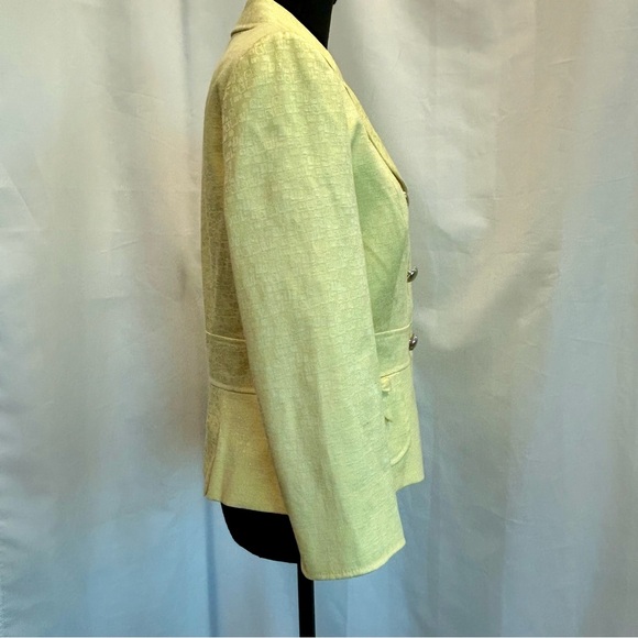 Tahari Arthur S. Levine yellow tailored Blazer single breasted textured Sz 6 - Picture 2 of 11